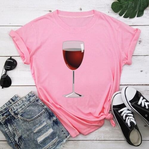 Wine Glass Tshirt Women T-shirts Tops Femme Clothes Female T-shirt Harajuku Summer 90s Tshirt TX8176