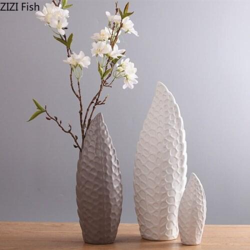 Nordic Simplicity Ceramics Vase Grid Vases Desktop Decoration Flower Insert Artificial Flowers Floral Modern Home Decoration