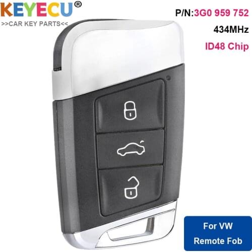 KEYECU Smart Remote Car Key for Volkswagen Magotan Superb A7 Passat B8 2015 2016 2017 2018 19, Fob 3 Button - 434MHz - 3G0959752