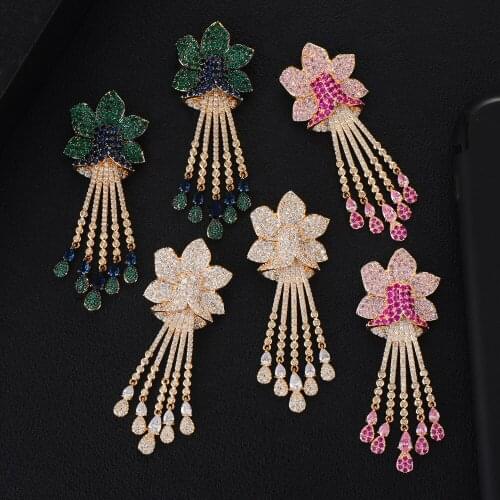 Blachette Trendy Romantic Shiny Luxury Elegant Earrings Jewelry For Women Bridal Wedding Party Show High Quality Red Zirconia