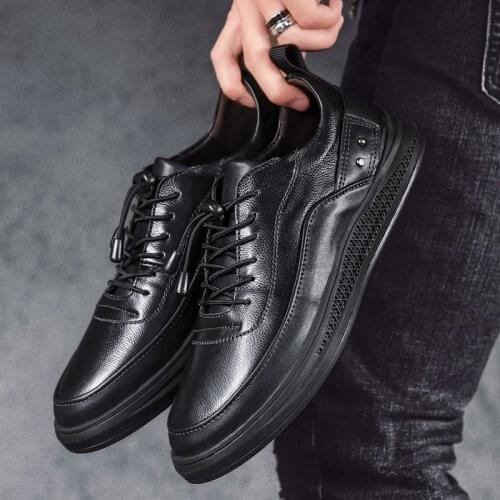 Mens Genuine Leather Casual Shoes Men Loafers Luxury Brand Fashion Sneakers White Walking Flats