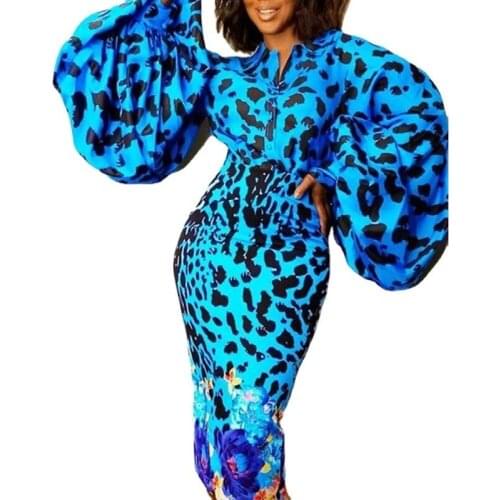 Dashiki African Dresses For Women Spring Autumn Africa Clothing Long Sleeve Sexy O-Neck Perspective Slim Dress Office Lady Party