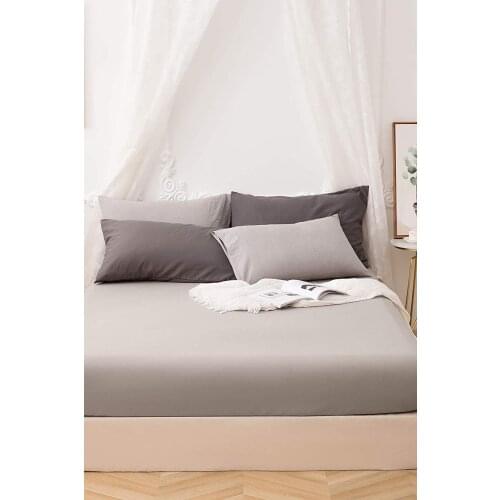 Pure %100 Cotton Combing Luxury Solid Gray Fitted Sheet Elastic Bed Linens Mattress Cover 160x200 Comfortable Modern 2020
