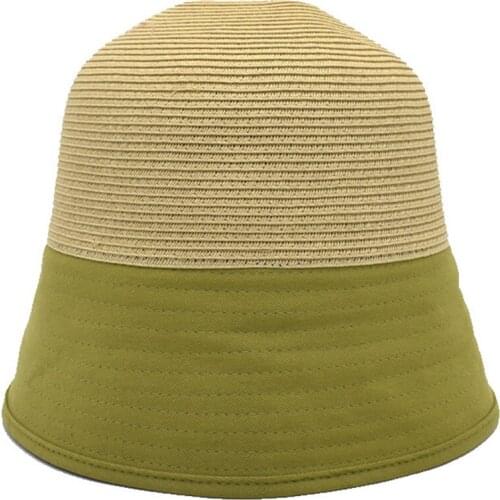 New Summer Straw Hat Female Japanes Ecrochet Lovely Short Brim Simple Sun Protection Bucket Cape Cap Stitching Panama Sun Hat