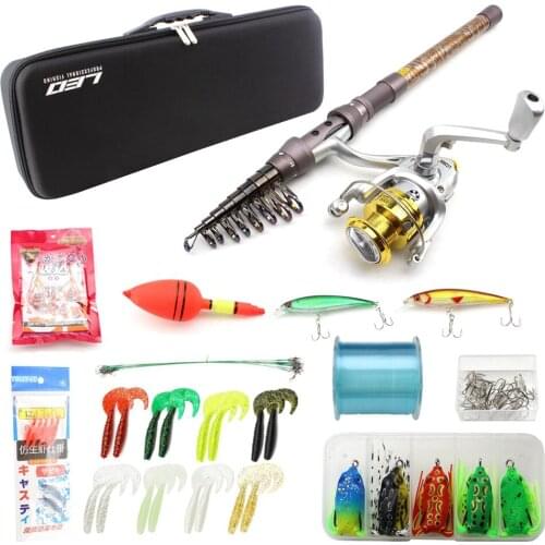 NEW carp fishing Telescopic Fishing Rod Reel Combo Full Kit Outdoor Fishing Spinning Reel Pole Set Fish Line Lure Hook Bag