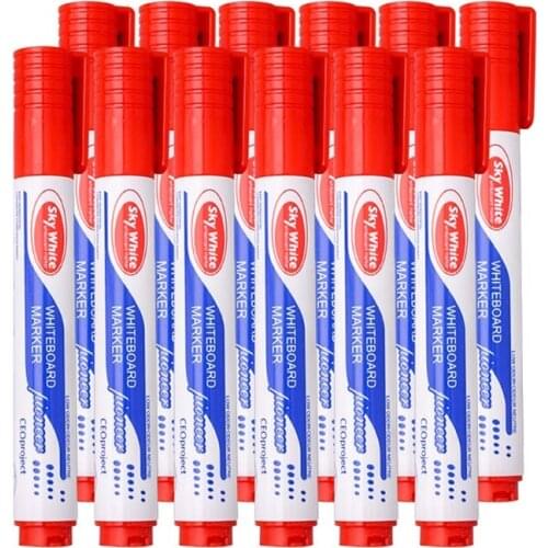 2021 New 12Pcs/Set Erasable Whiteboard Marker Pen Thick Head Fine Tip Refillable Non Toxic Liquid Ink Colored Writing Pens