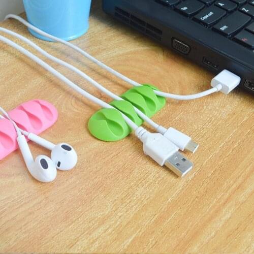 New 5-Clip Cable Clips Cable Organizer Earphone Cable Winder Flexible USB Winder Management Holder For Cable Headset Wholesale