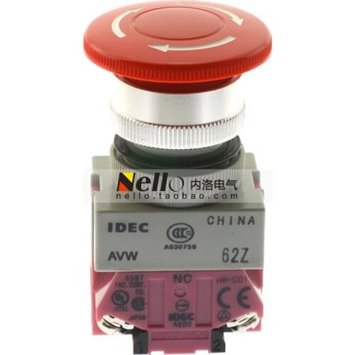 [SA]Original authentic Japanese Izumi IDEC 22mm aperture stop button switch AVW401R 1 NC--10pcs/lot