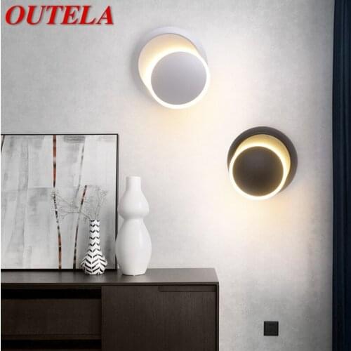 OUTELA Modern Wall Light Sconces Round Rotatable Aluminum LED Bedside Wall Lamp Creative Decorative For Living Room Dining Room