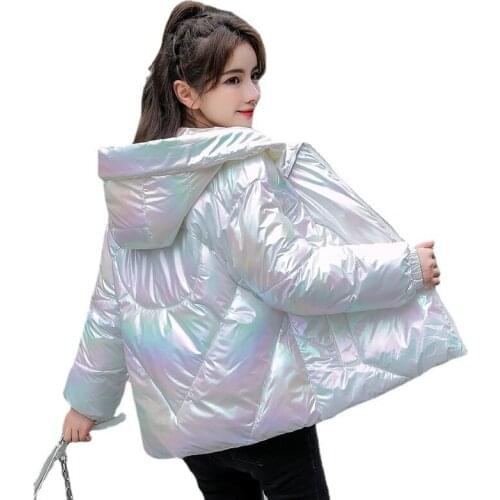 Women Winter Hooded Windproof Big Pocket Waterproof Short Glossy Coat Puffer Jacket Cotton Padded Parkas Outwear Overcoat