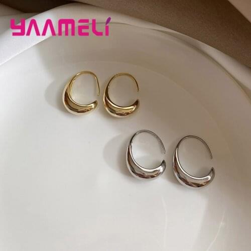 Simple Solid Sterling Silver 925 Earring Jewelry Geometric Shaped Korean OL Style Pendientes for Woman Girl Party Accessories