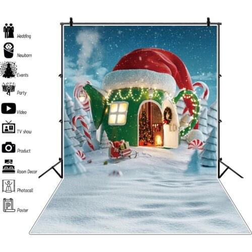 Christmas Backdrop Winter Candy Bar Lollipop Snow Snowflake House Photography Background Photozone Vinyl Photophones For Photos