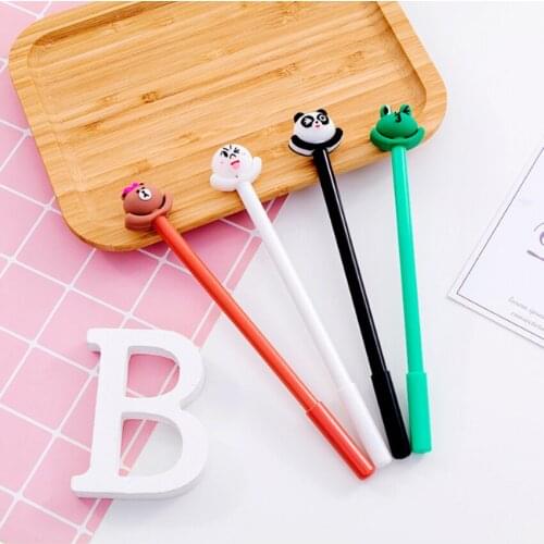 4pcs/lot Cartoon Lovely Animal 0.5mm Black Ink Pen Party Supply Gifts Gel Signature Pen For School Office Writing