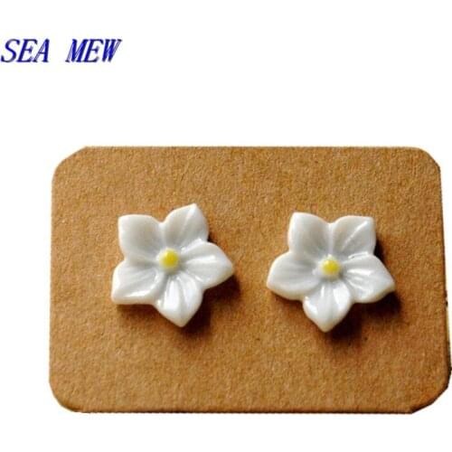 Fashion Flowers Stud Earrings Healthy Stainless Steel Needle Ceramic Earrings For Women Girl , About 10mm