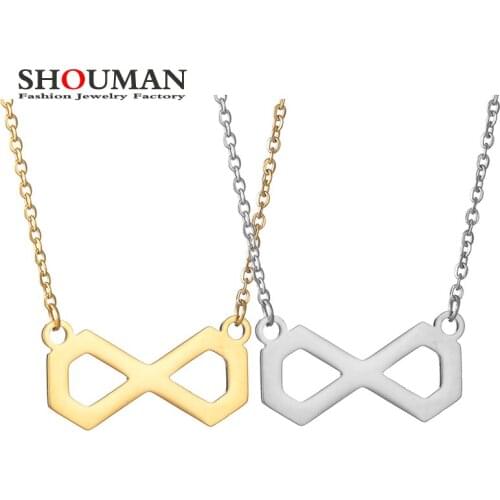 SHOUMAN 316L Stainless Steel Square Infinity Pendant Necklace Shape for Women Girls Birthday Party bijoux Jewelry