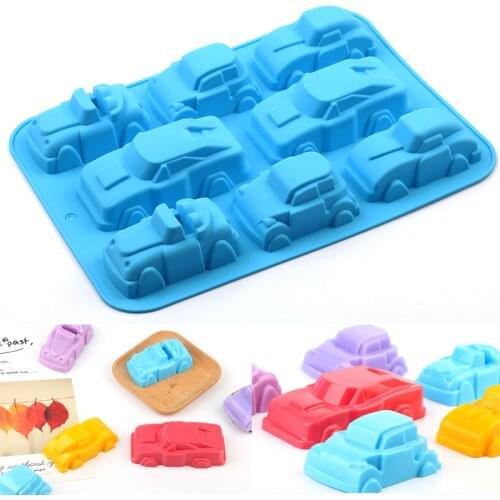 Silicone Sope Mold 8 Cavity Car Shape Cake DIY for Homemade Cake Soap Chocolate Car Silicone Muffin Large Size hot sale