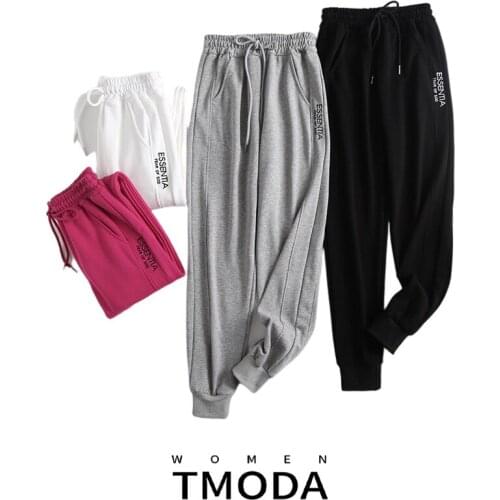 TMODA1262 2021 Drawstring Waist Cargo Sports Pants Women Elastic Cuff Casual Sport Trousers Lady Joggers Streetwear Leisure Pant