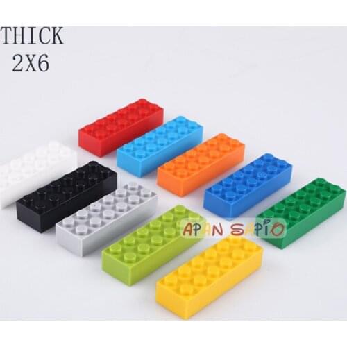 40PCS/lots DIY Building Blocks Thick Bricks 2x6Dots Educational Creative Figures Compatible With Logoed kids Toys for Children