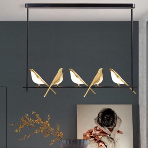 Nordic Postmodernism LED Chandelier Art Gold Magpie Bird Loft Living Room Restaurant Home Decoration Lighting