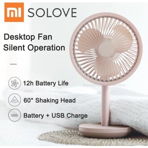 Xiaomi Desktop Fan 60 Degree Shaking Head Wind Speed Adjustable 4000mAh Type-C Chargeable Light Portable Fan For Office Bedroom
