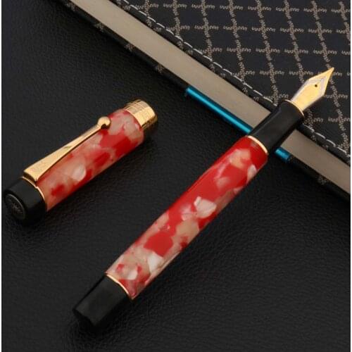 High quality jinhao 100 century tofu Acrylic Fountain Pen Ivory white Agate grey GOLDEN INK PEN Student Office school supplies