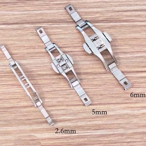Tainless Steel Solid Double Push Button Fold Watch Buckle Butterfly Deployment Clasp Watch Strap 12/14/16/18/20/22/24mm