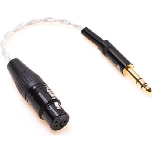 1/4 6.35mm Male to 4pin XLR Female Balanced Audio Adapter Silver Plated Shield Cable Compatible