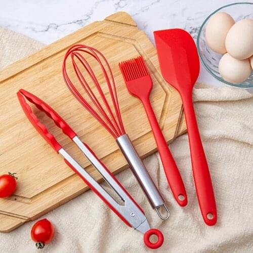 10Pcs Safety Silicone Kitchen Kitchenware Soup Spoon Utensils Spatula Spatula Pasta Server Whisk Kitchen Cooking Tools Tableware