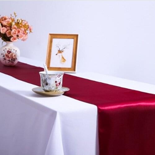 Multi Color 10 pcs Satin Table Runner Table Decoration For Home Event Party Supplies Wedding Decoration Tablecloth Table Runner