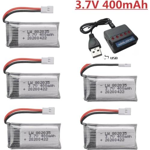 3.7V 400mAh 35C Lipo Battery and Battery charger for X4 H107 H31 KY101 E33C E33 U816A V252 H6C RC Quadcopter Drone Spare Part
