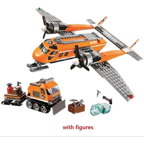 391pcs 10441 City Series Polar Material Supply Transport Aircraft 60064 Assembled Building Block Toy Gifts