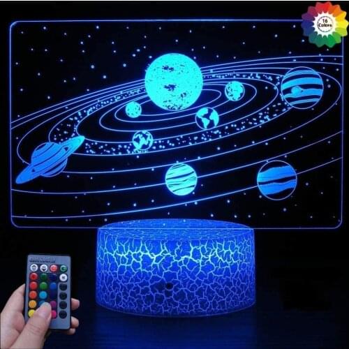 3D Lamp Illusion Space Galaxy Night Light for Kids 16 Colors Changing Remote Control Light Home Decor Birthday Christmas Gifts
