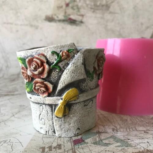 3D Rose Flower Cake Molds Handmade Clay Resin Plant Pot Silicone Cement Planter Mould