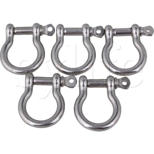 5pcs M5 304 Stainless Steel Screw Pin Anchor Shackle Bow Rigging European Style