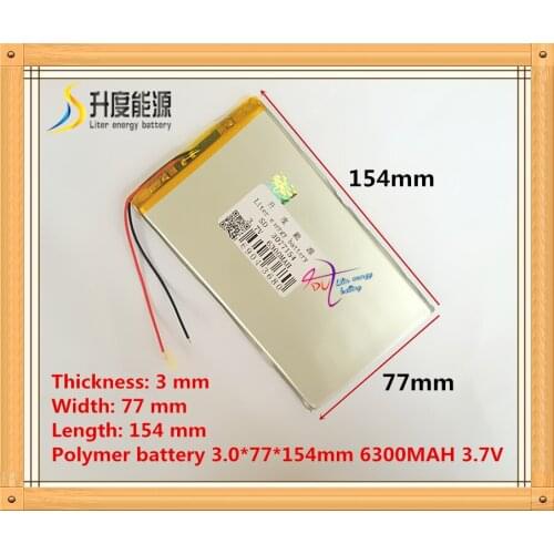 The tablet battery 3.7V 6300mAH 3077154 Polymer lithium ion / Li-ion battery for tablet pc