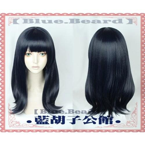 Anime 50cm Ink Blue Black Mix Curly Half Long Takarada Rikka Wig SSSS.GRIDMAN Cosplay Anime Wigs Synthetic Hair + Wig Cap