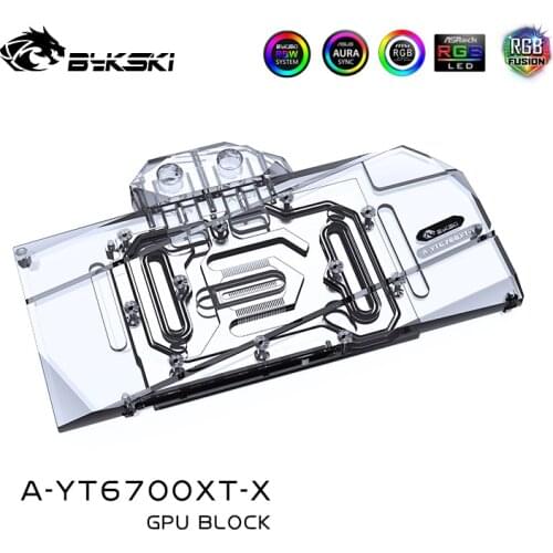 Bykski GPU Water Block use for Yeston RX6700XT Graphics Card cooled/full coverage with backplane Radiator coolling,A-YT6700XT-X