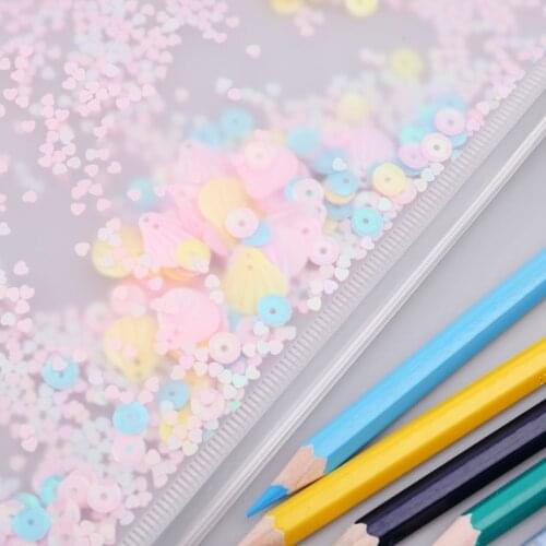 Pink Sequins Storage Zipper Bag Case A5 A6 Divider Planner Accessories Shake Card For Spiral Notebook School Supplies