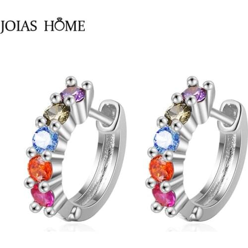 JoiasHome Silver 925 Earrings for Women Trendy Fine Jewelry Female Gemstones Ear drops Colors AAA Zircon Wholesale Party Gift