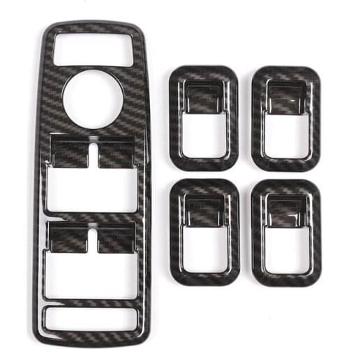 5pcs Carbon For Mercedes Benz A B W246 C W204 E GLE W166 GLA X156 CLA W117 GLK Class ABS Window Lift Switch Button Frame Trim