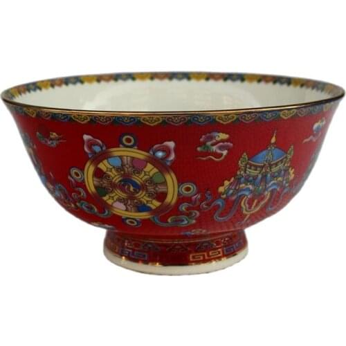 Chinese Old Porcelain Pastel Glaze Fish Grain Map Chinese Meal Bowl