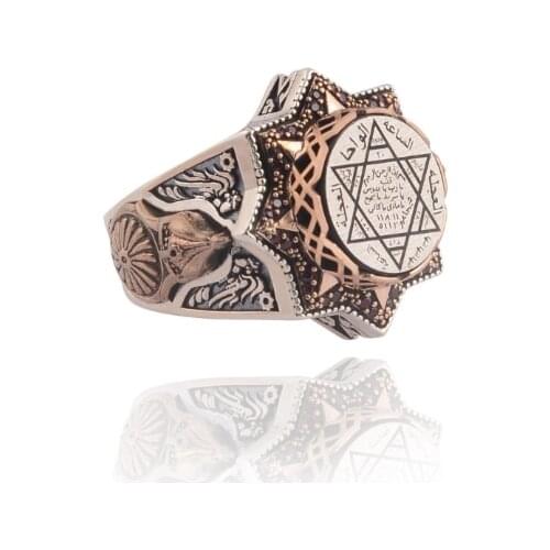 King Solomon seal ring Helmet embroidered 925 Sterling mens ring Inactive