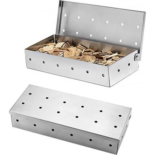 BBQ Smoker Box Barbecue Wood Chips Box Outdoor Charcoal Gas Barbecue Grill Meat Infused Smoke Flavor Accessories Smoker Box