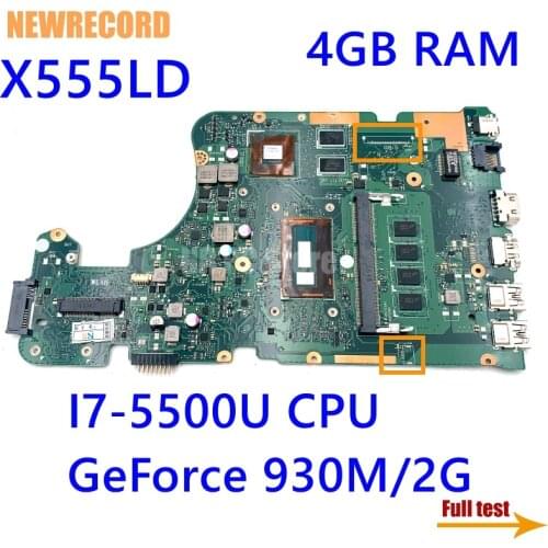 NEWRECORD Laptop Motherboard For Asus F555L K555L A555L X555L X555LN X555LP X555LD REV:3.3 I7-5500U 4GB RAM GTX920M/2G GPU