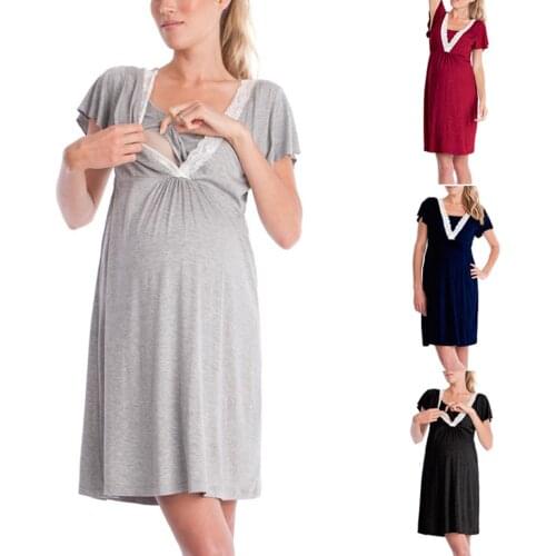 Fashion Maternity Dress Pregnancy Dresses Summer Mom Clothes Pregnant Women Loose Breastfeeding Casual Clothing Length Dress