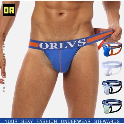 ORLVS Brand Sexy Men Underwear Jockstrap Briefs Cotton G-String And Thongs Breathable Gay Men Underwear Jockstrap Male Panties