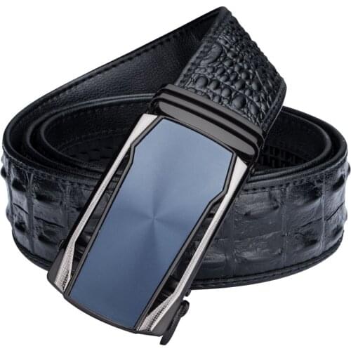 New Fashion Men Belt High Quality Genuine Leather Automatic Buckle Belt Business Crocodile Pattern Trousers Leather Belt DiBanGu