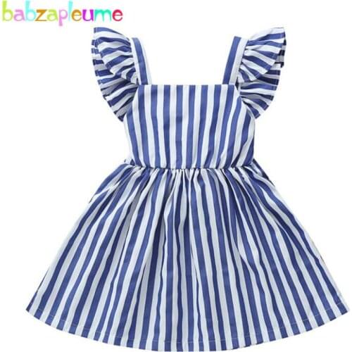 2020 New Toddler Summer Dress Korean Clothing Fashion Stripe Sleeveless Cotton Princess Baby Girls Dresses Kids Clothes BC1874