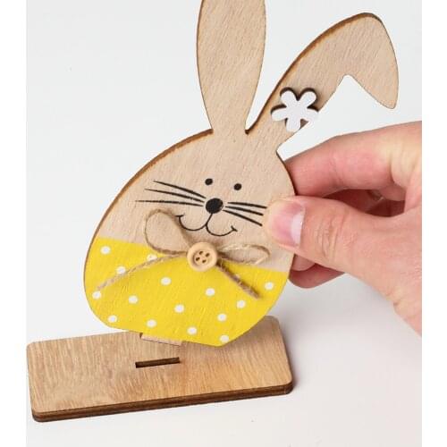New Wooden Rabbit Shape Ornaments Easter Day Desk Decorations for Home Cute New Craft Gifts Event Party Supplies Dropship