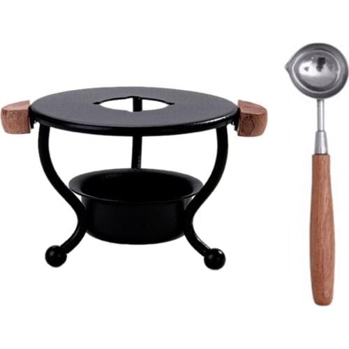 New Durable Retro Tripod Fire Paint Wax Melting Wax Tripod Furnace Included Wood Handle Sealing Wax Spoon